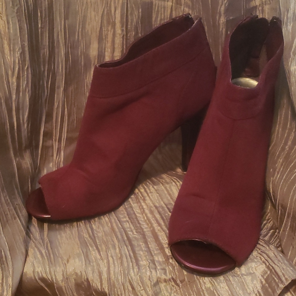 Peep top ankle booties